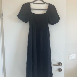 Smocked Black Dress